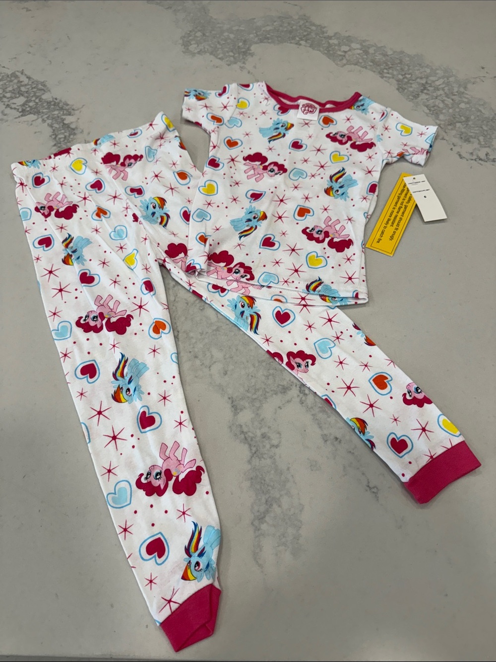 Kids White and Pink My Little Pony Character Print Pajama Set